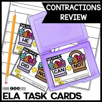 Preview of Contractions Review Task Cards Center Contraction With Not Will Is Are Have Had