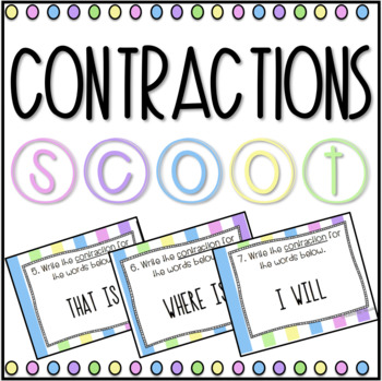 Preview of Contractions SCOOT! Game, Task Cards or Assessment- Distance Learning