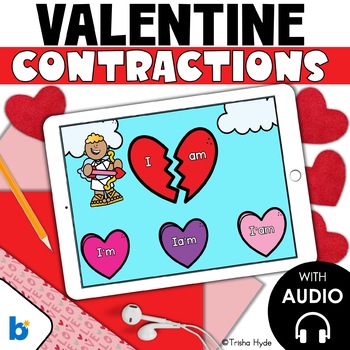 Preview of Contractions | Valentine's Day | Boom Cards