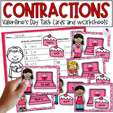 Contractions - Valentine's Day - Task Cards - Worksheets