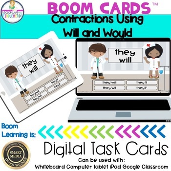 Preview of Contractions Boom Cards | Contractions with Will and Would Digital Game