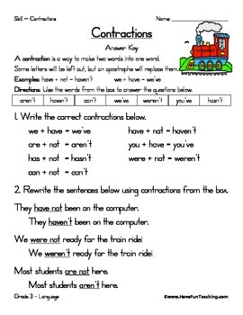 Contractions Worksheet by Have Fun Teaching | Teachers Pay Teachers