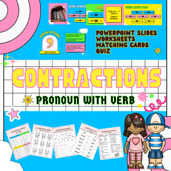 Preview of Contractions Worksheet & Lesson | Contraction Pronoun + Verbs | PowerPoint | K-2