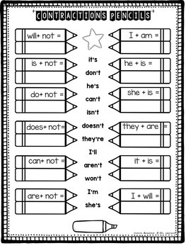 Preview of Contractions  Worksheets