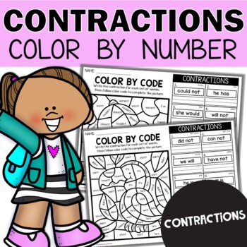 Preview of Contractions Worksheets | ELA Morning Work | Color by Contraction