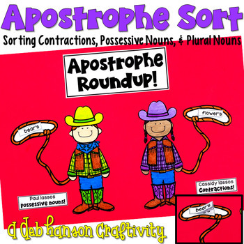 Preview of Contractions and Possessives Worksheets and Apostrophe Sorting Activity