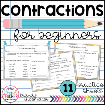 Preview of Contractions for Beginners Practice Sheets