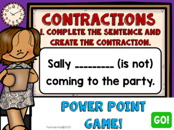 Preview of Contractions in a Sentence PowerPoint Game