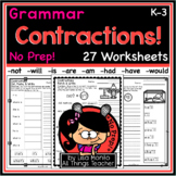 Grammar | CONTRACTIONS | Word Study NO PREP Worksheets 1st