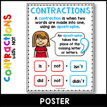 Contractions worksheets, posters & more (with NOT) by Lindy du Plessis