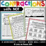 Contractions worksheets, posters & more (with NOT) include