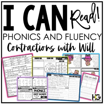 Preview of Contractions with WILL | Phonics Fluency and Reading Comprehension | I Can Read!