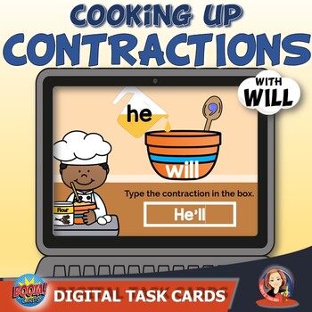 Preview of Contractions with Will Digital Task Card Activity