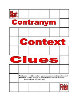 Preview of Contranym Context Clues Board Game