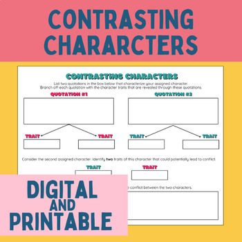 Preview of Contrasting Characters [Digital & Printable Resource] - USE WITH ANY LITERATURE