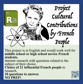 Preview of French Project: Contributions to Society by French People (in English)
