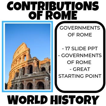Preview of Contributions of Rome to Modern Society World History Ancient Roman