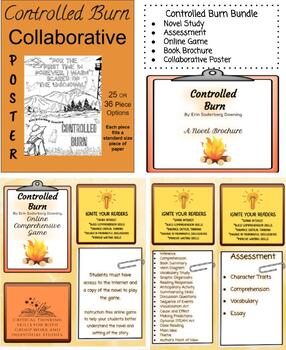 Preview of Controlled Burn Bundle  Novel Study, Assessment, Poster, Game, &  Book Brochure
