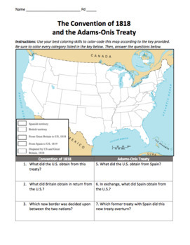 Preview of Convention of 1818 & Adams-Onis Treaty Maps  / Treaties with Britain and Spain