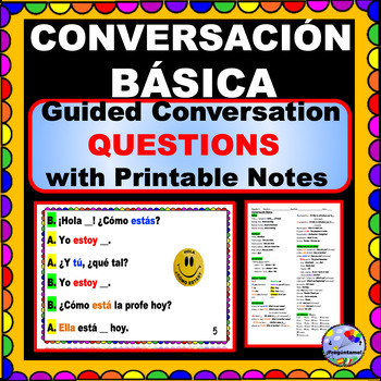 Preview of Conversación Básica Projectable Guided Questions Spanish Greetings, Farewells..