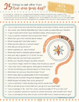 Preview of Conversation Cards. 25 things to ask kids TWEEN EDITION!