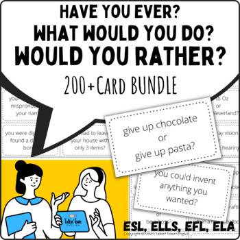 Preview of Conversation Cards Bundle for Have You Ever, Would You Rather Questions | ESL