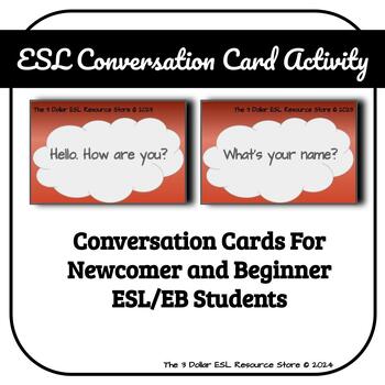 Preview of Set of 32 Conversation Cards For SECONDARY Newcomer and Beginner ESL/EB Students