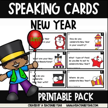 Preview of Conversation Cards New Year Great for ESL Students Free