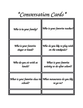 Conversation Cards WH-Questions by Amanda Alexandra | TpT