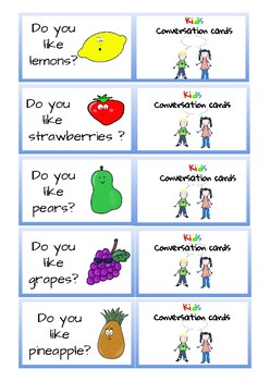 Conversation Cards for Kids - fruit and veg by Giggles English Publishing