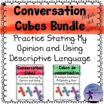 Preview of Conversation Starter Cubes State My Opinion & Using Descriptive Language Bundle