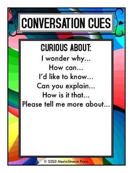 Preview of Conversation Cues - communication skills, sentence stems, conversation starters