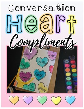 Preview of Conversation Heart Compliments Valentine's Day Activity with Adjectives