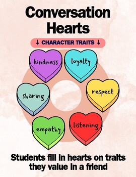 Preview of Conversation Heart Craft - Character Trait Friendship Craft - Writing Crafts