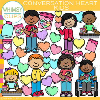 Preview of Valentine's Day Conversation Heart Candy Kids Clip Art