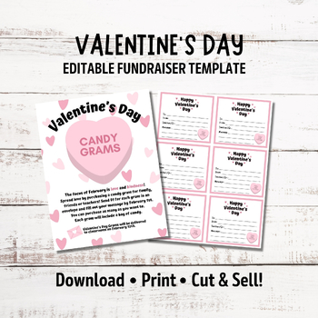 Preview of Conversation Heart Valentine's Day Flyer | Valentines Day Candy Gram Fundraiser