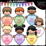 Conversation Hearts Kids Clip Art - Valentine's Day