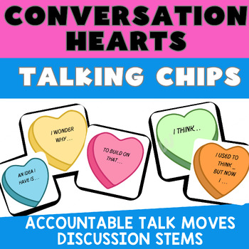 Preview of Conversation Hearts | Discussion Cards with Accountable Talk Moves | Valentine's