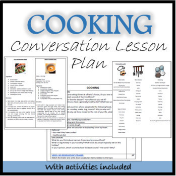Preview of Conversation Lesson Plan on Cooking with Activities and Material 