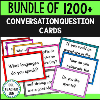 Preview of Conversation Question Cards BUNDLE for ESL/ELL Speaking Life Skills