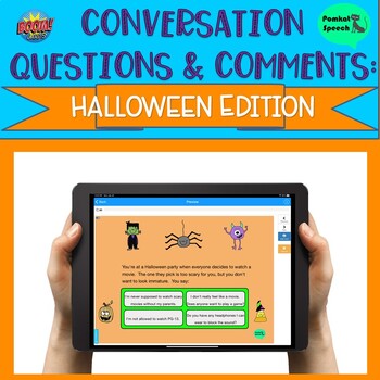 Preview of Conversation Questions & Comments: Halloween Ed. Boom Cards Distance Learning