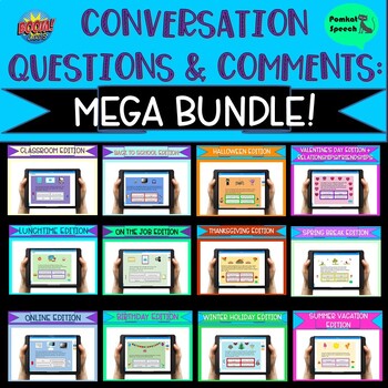 Preview of Conversation Questions & Comments Mega Bundle Boom Cards