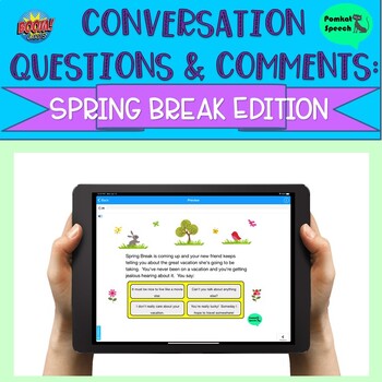 Preview of Conversation Questions & Comments Spring Edition Break Boom Cards