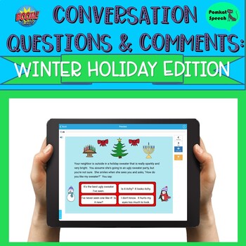 Preview of Conversation Questions & Comments: Winter Holidays Boom Cards Distance Learning