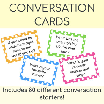 Conversation Starter Cards by So To Speech | TPT