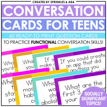 Conversation Starter Cards for Teens by Sprinkles and ABA | TpT