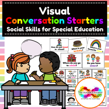 Preview of Conversation Starter Prompt Cards for Autism Special Education