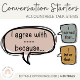 Conversation Starters | Accountable Talk Stems | EDITABLE 