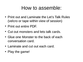 Preview of Conversation Starters- Basic Monsters- Let's talk
