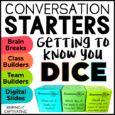 Conversation Starters Brain Break {Getting to Know You Dice}
